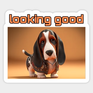 Basset Hound - Looking Good and dressed for success Sticker